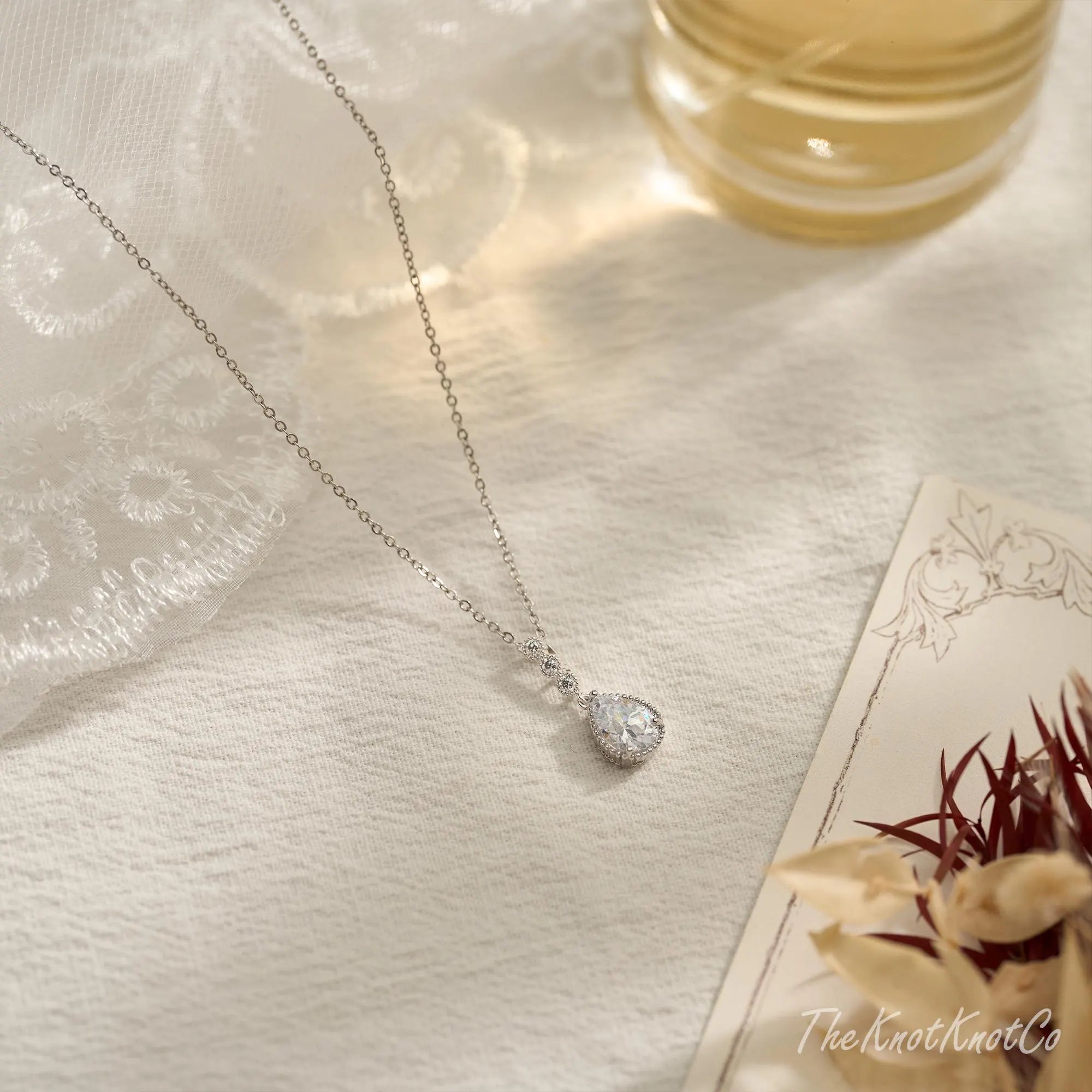 CZ Diamond Wedding Jewellry Set: Crystal Earrings and Necklace, Bridal Jewellry, Wedding Jewellery, Silver Plated Jewellery, Bridesmaid Gift